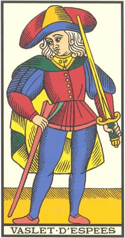 Valete de Espadas no Tarot de Marseille restaurado por Kris Hadar