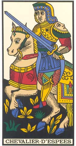 Cavaleiro de Espadas no Tarot de Marseille restaurado por Kris Hadar