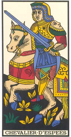 Cavaleiro de Espadas no Tarot de Marseille restaurado por Kris Hadar