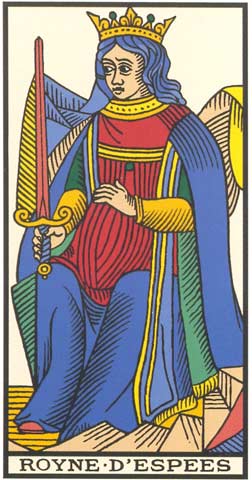 Rainha de Espadas no Tarot de Marseille restaurado por Kris Hadar