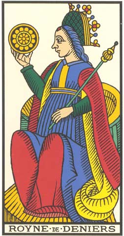 Rainha de Ouros no Tarot de Marseille restaurado por Kris Hadar