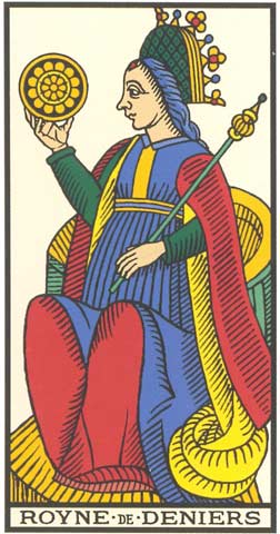 Rainha de Ouros no Tarot de Marseille restaurado por Kris Hadar