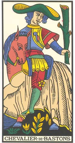 Cavaleiro de Paus no Tarot de Marseille restaurado por Kris Hadar