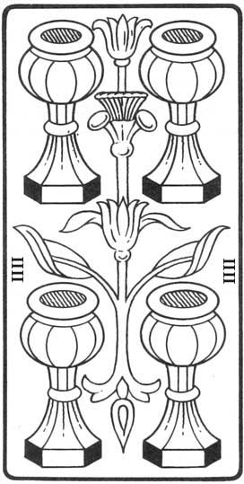 Quatro de Copas, gravura do Tar de Marselha-Pensamento