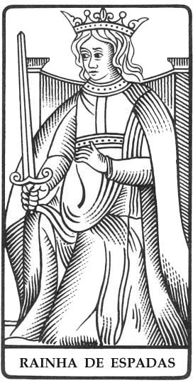 Rainha de Espadas, gravura do Tar de Marselha-Pensamento