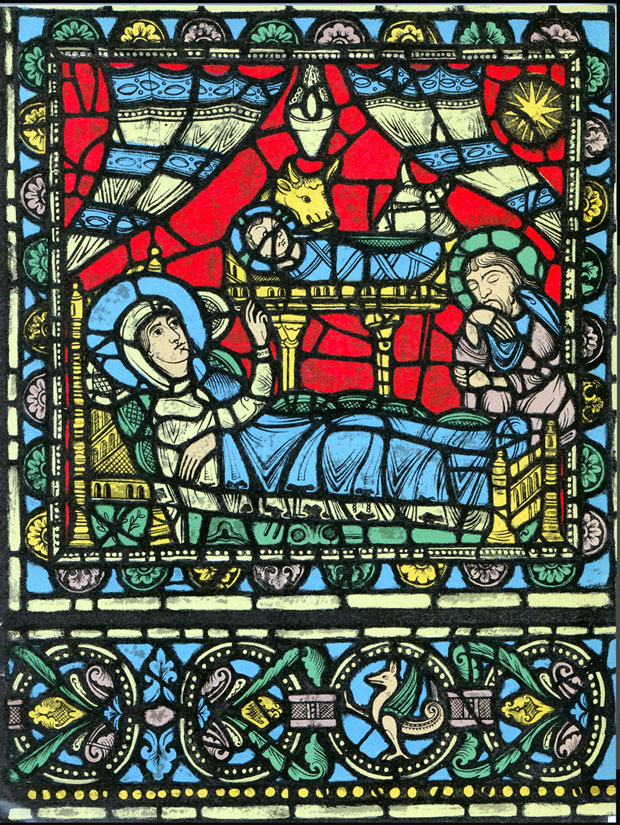 Nascimento de Jesus - vitral na Catedral de Chartres