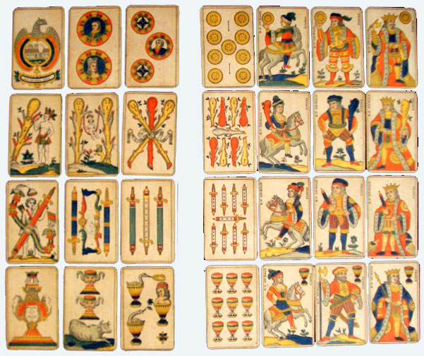 Cartas de jogar usuais no século 19 na Europa