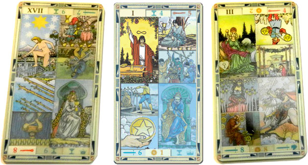 Exemplos de mosaicos no Universal Transparent Tarot
