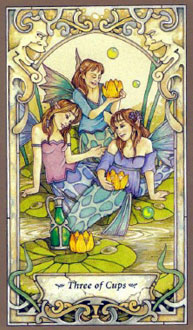 Três de Copas no Mystic Faerie Tarot