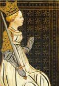 Detalhe de A Rainha de Espadas no Tarot Visconti Sforza
