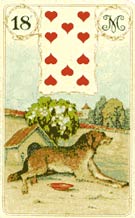 Diferentes redesenhados  da carta 18 no Pequeno "Petit" Lenormand