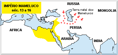 Mapa da situação dos mamelucos nos séc. 13 a 16.