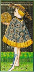 Valete de Ouros no Tarot Visconti Sforza - 1450