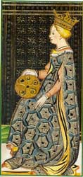 Rainha de Ouros no Tarot Visconti Sforza - 1450
