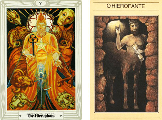 O Hierofante-Papa nos tarôs Crowley e Mitológico