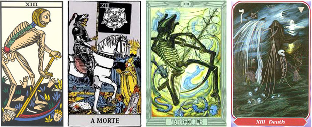 Quatro cartas da Morte, arcano 13.