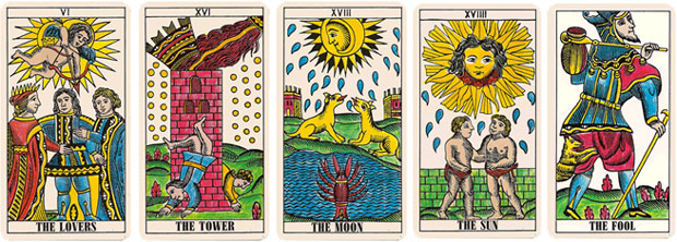 Os Amantes, a Torre, A Lua, o Sol e o Louco