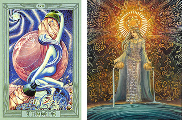 A Estrela no Thoth Tarot e no  Goddess of Hope de Emily Balivet