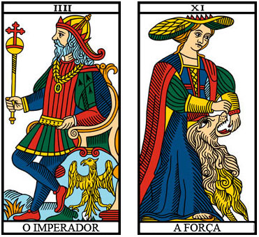 4. O Imperador e 11. A Força no Tarot de Marselha