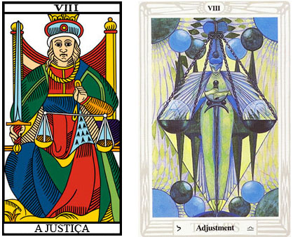 A justiça no Tarot de Marselha e Crowley