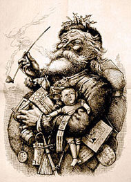Ilustração de Santa Claus por Thomas Nat, em 1881. 