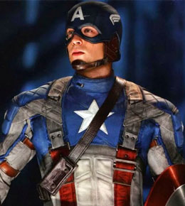 O persongem Capitão América representado por Chris Evans