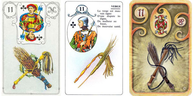 Três versões da carta 11 do Petit Lenormand