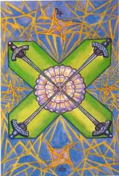Quatro de Espadas no Thoth Tarot de Crowley