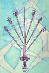 Sete de Espadas no Thoth Tarot de Crowley