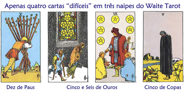 Tarot Waite, cartas sombrias em três naipes