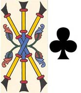 O símbolo de Paus no Tarot de Marselha-Kris Hadar e no baralho comum.