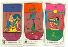 Arcanos Menores do Tarot Egipcio com figuras similares às dos Arcanos Maiores.