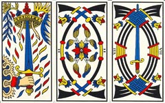 O Ás, o Dois e o Sete de Espadas no Tarot de Marselha-Grimaud