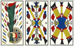 O Ás, o Dois e o Sete de Paus no Tarot de Marselha-Grimaud