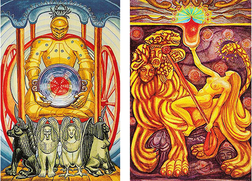 O Carro e a Força no Crowley Tarot