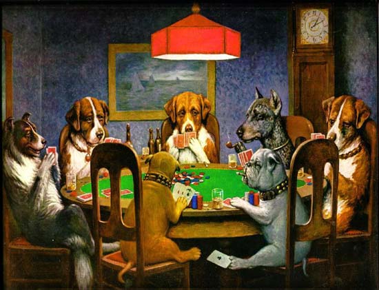 Cães jogam pquer