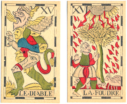 O Diabo e a Torre no Vandenborre Tarot de 1780