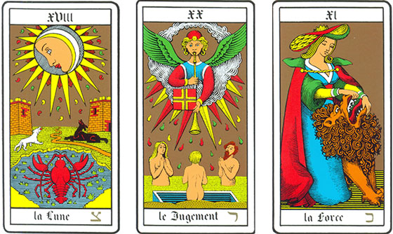 Lua, Julgamento e Força no Oswald Wirth Tarot