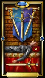 Quatro de Espadas no Gilded Tarot de Ciro Marchetti