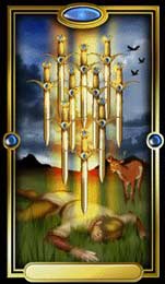 Dez de Espadas no Gilded Tarot de Ciro Marchetti