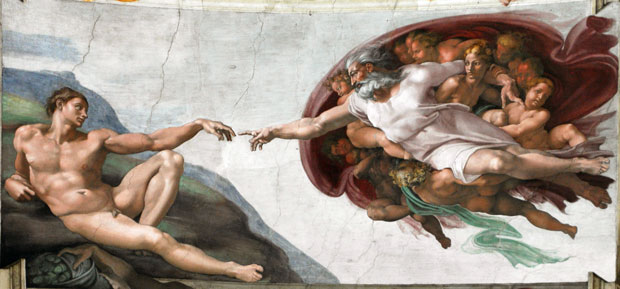 Criação de Adão - Michelangelo - Arte na pandemia