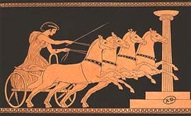 Young girl winning chariot race, engraving from red-figure Greek vase - Young girl winning chariot race, engraving from red-figure Greek vase.
Bibliotèque des Arts Décoratifs/Gianni Dagli Orti
