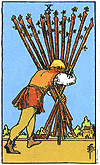 Dez de paus no Waite Tarot