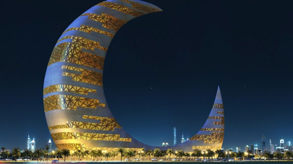 Monumento arquitetônico representando a Lua Crescente, em Dubai