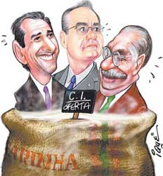 Collor, Renan e Sarney, charge de Ique