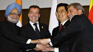 Os presidentes da Índia, Rússia, China e Brasil