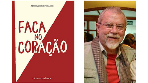 Marco Aurélio Fernandes e a capa do seu livro Faca no Coração