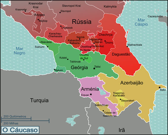 Mapa do Cáucaso