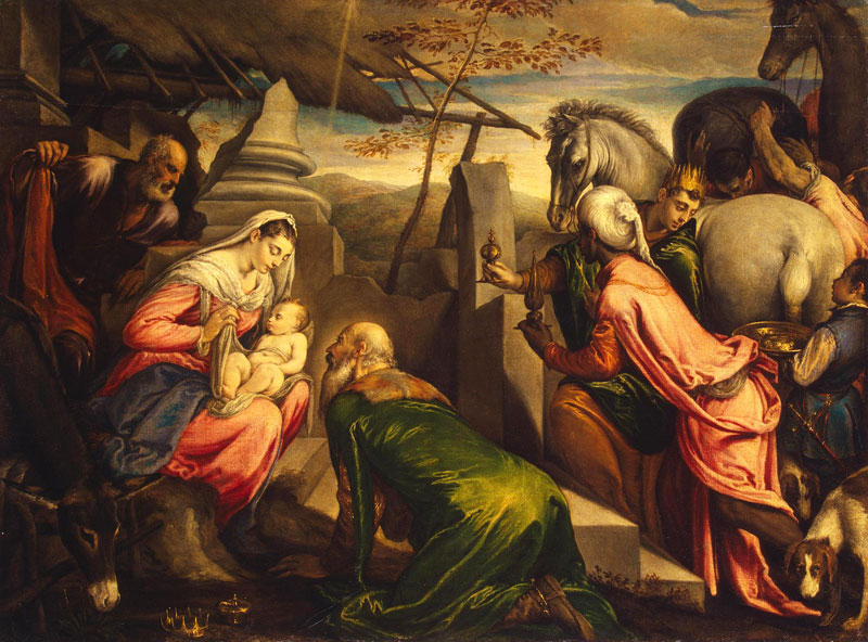 Adoração dos Magos - Pintura de Jacopo e Francesco Bassanpo - 1560