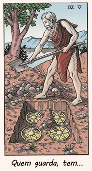 Quatro de Ouros no Alchemical Tarot de Robert Place